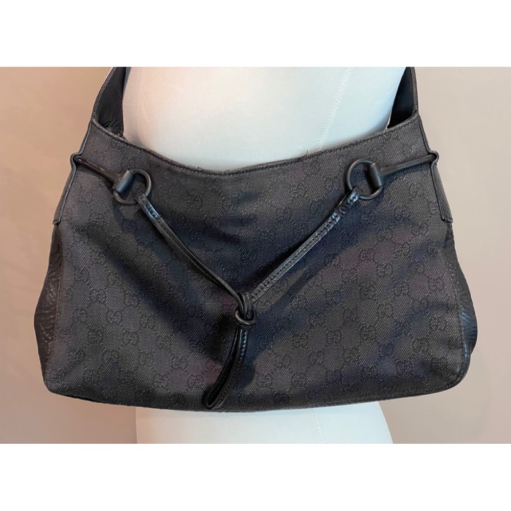 ✨Vintage Iconic GUCCI GG Monogram Horsebit Canvas Hobo Shoulder Bag - Picture 5 of 13